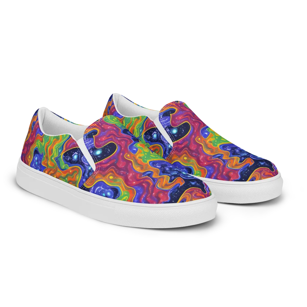 Prism Nebula on Men's Slip-On Canvas Shoes — Right Front