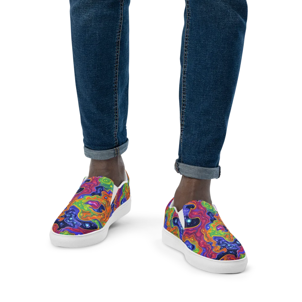 Prism Nebula on Men's Slip-On Canvas Shoes — Front