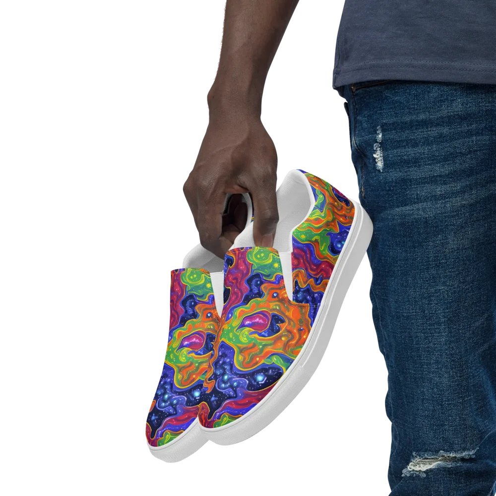 Prism Nebula on Men's Slip-On Canvas Shoes — Left Front