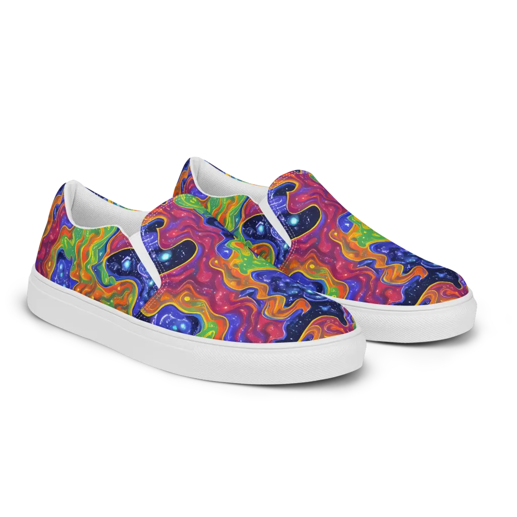 Prism Nebula on Women's Slip-On Canvas Shoes — Right Front