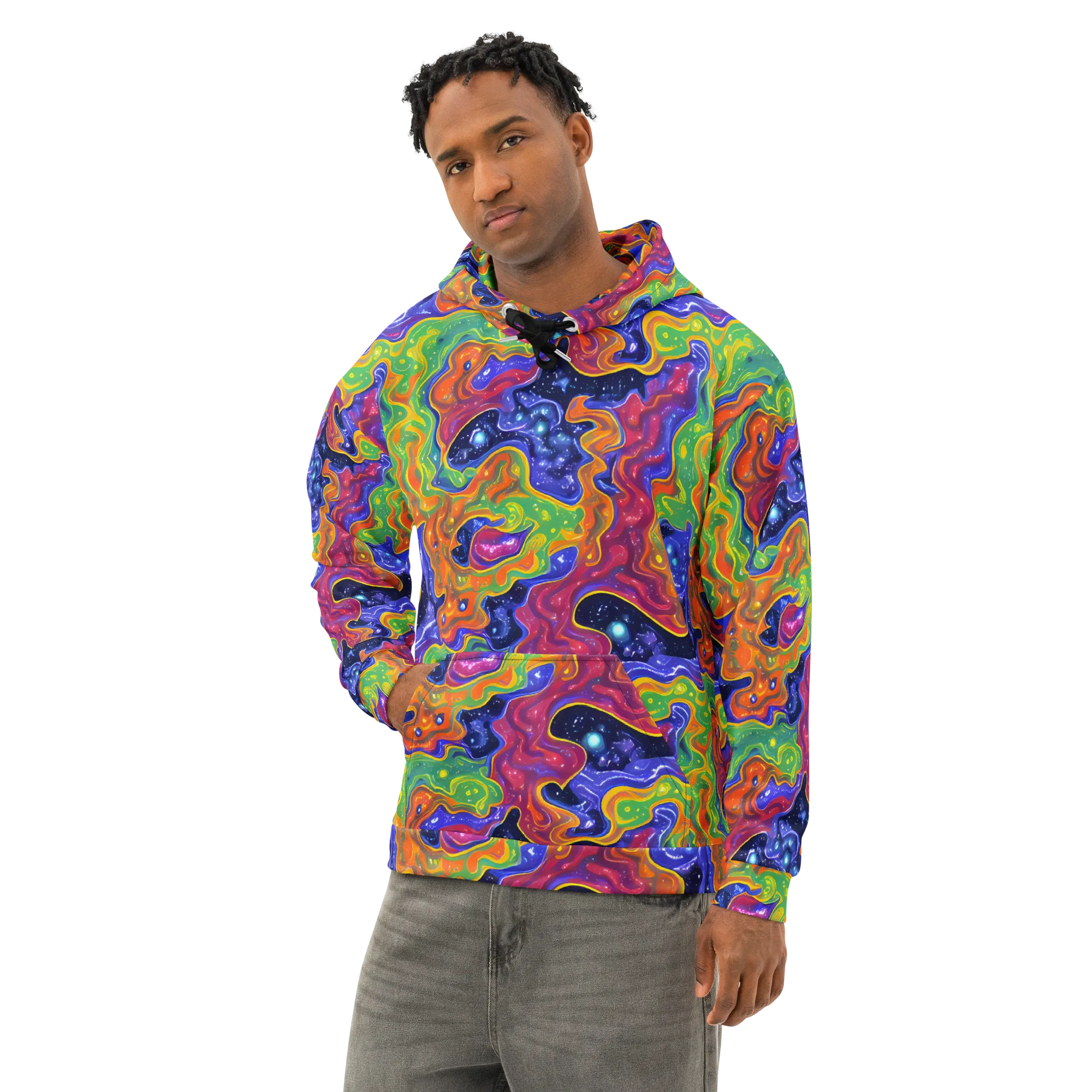 Prism Nebula on Cotton Hoodie — Left Front