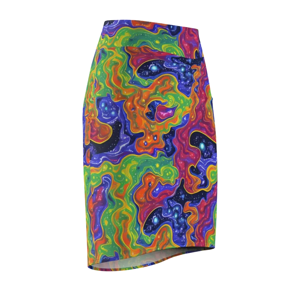 Prism Nebula on Pencil Skirt — Front Side