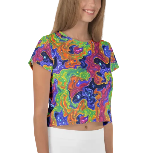 Prism Nebula on a Crop Tee