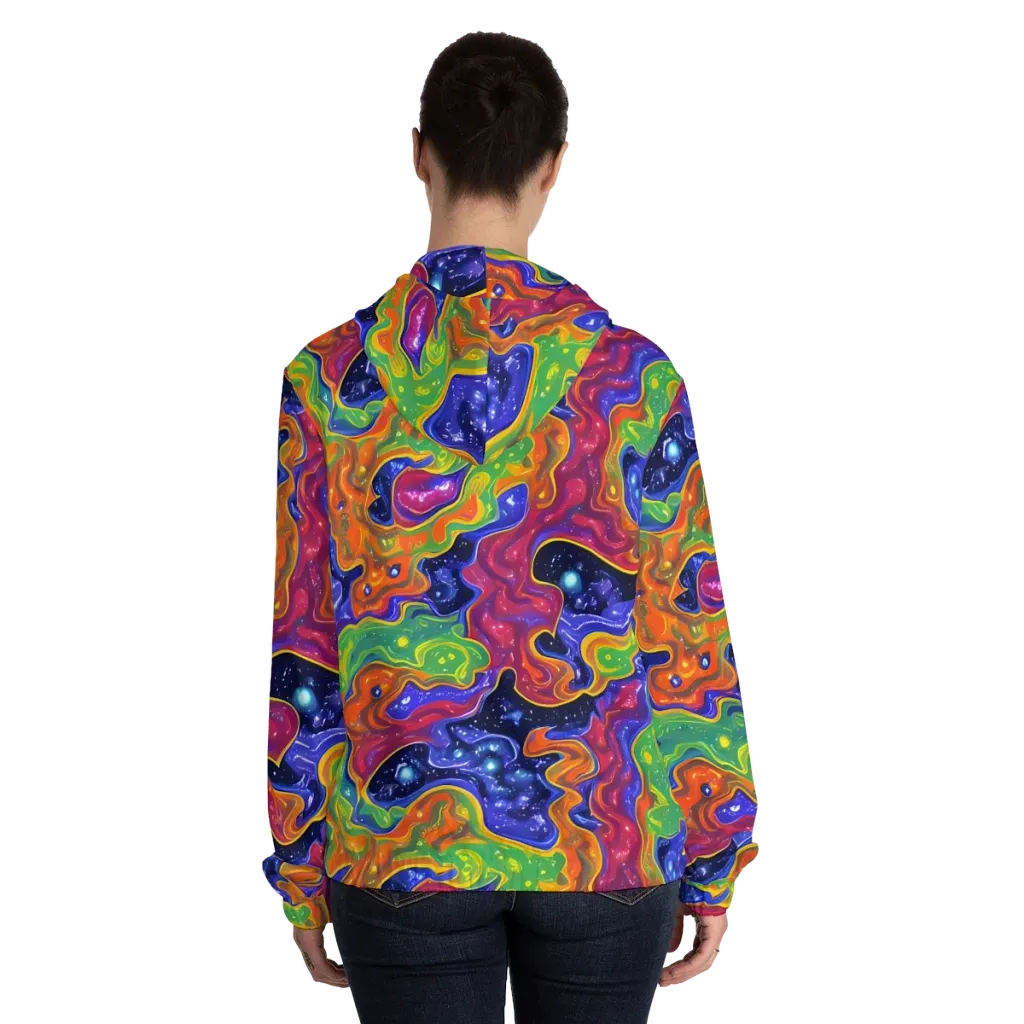 Prism Nebula on Women's Full-Zip Hoodie — Back On Person