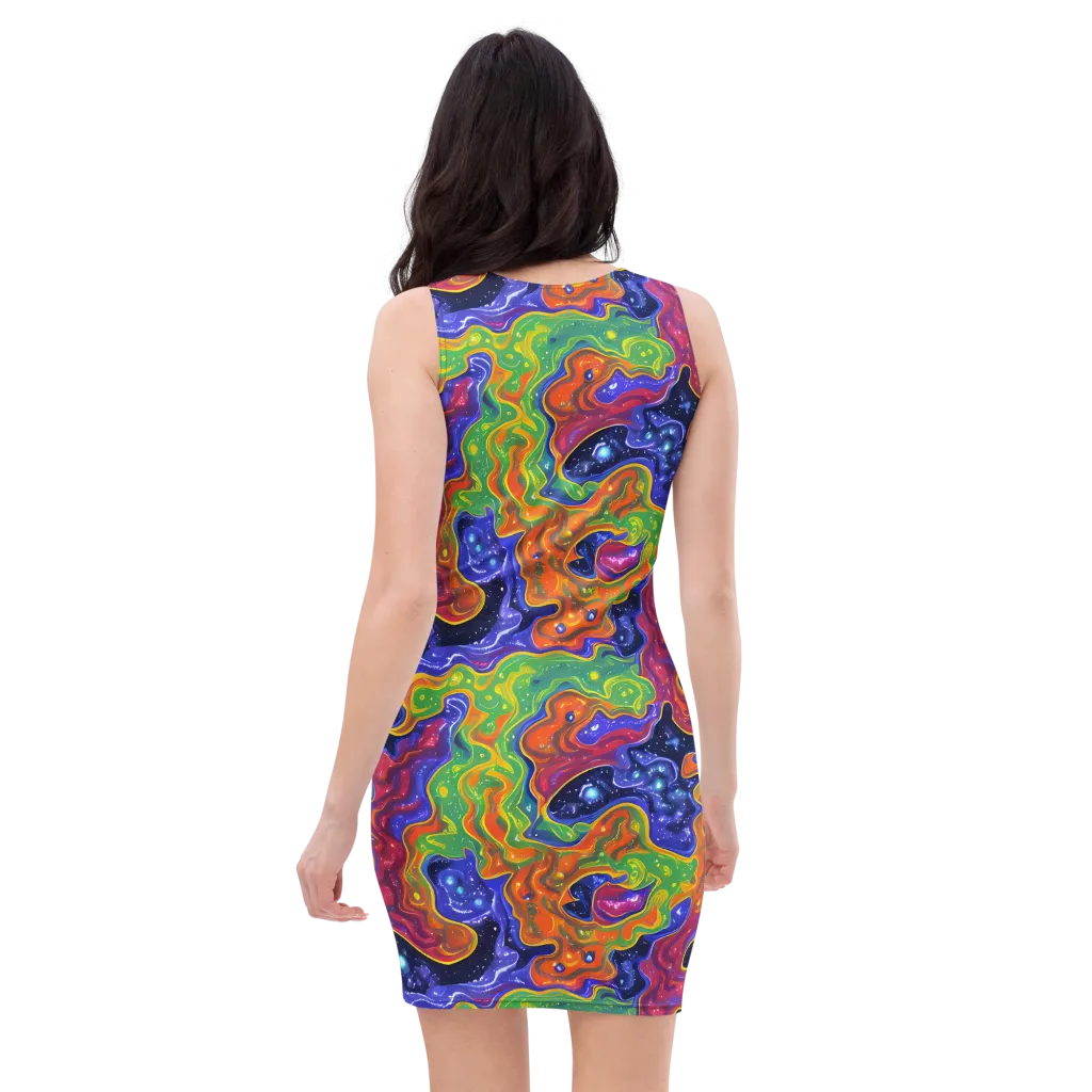 Prism Nebula on Bodycon Dress — Back