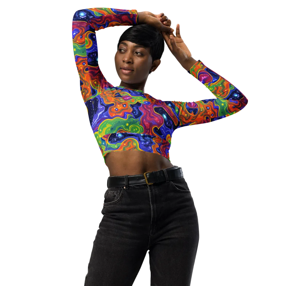 Prism Nebula on Long Sleeve Crop Top — Front
