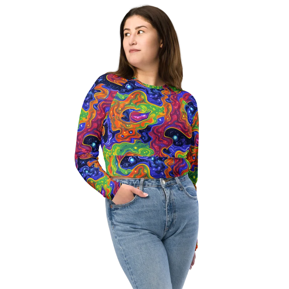 Prism Nebula on Long Sleeve Crop Top — Front