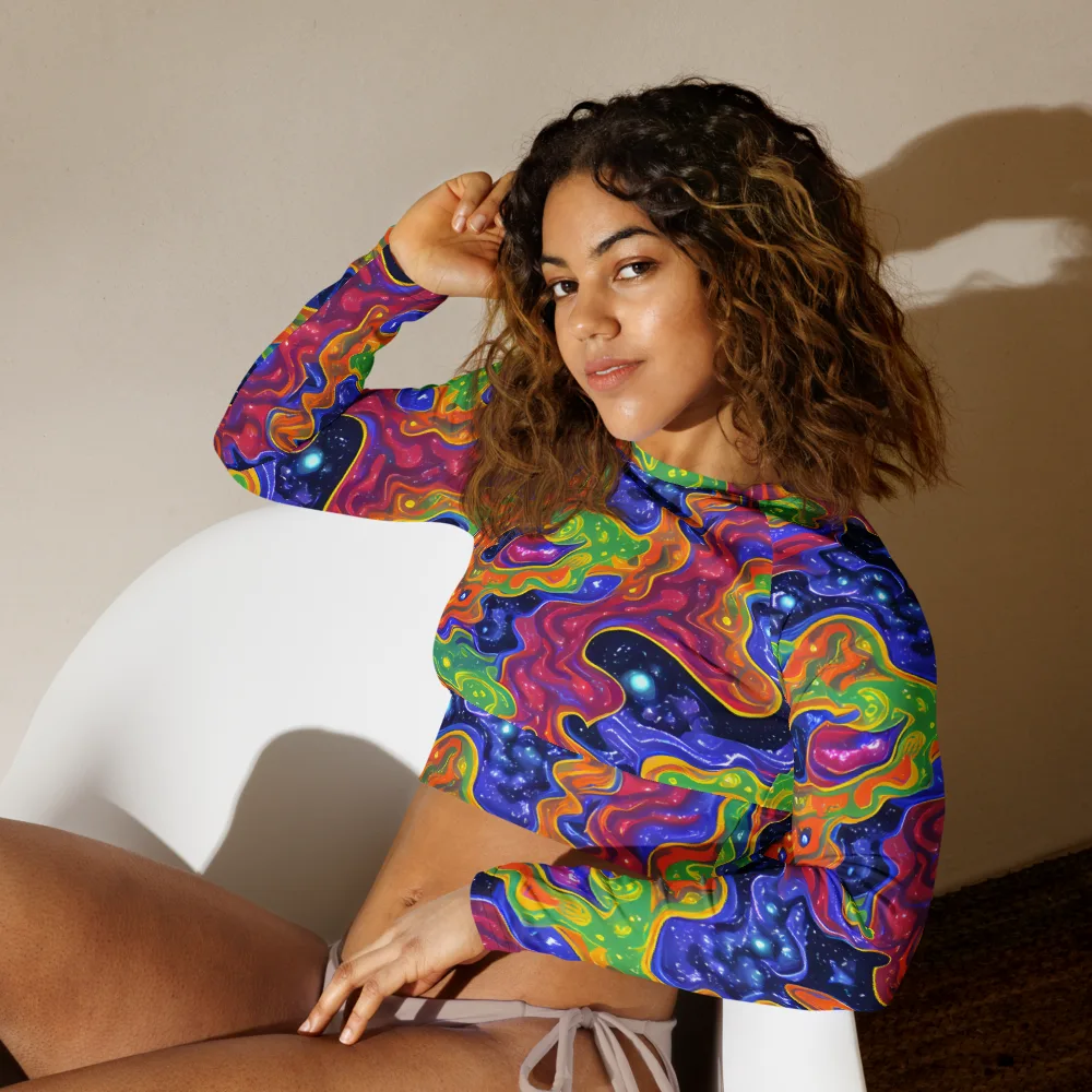 Prism Nebula on Long Sleeve Crop Top — Left Front
