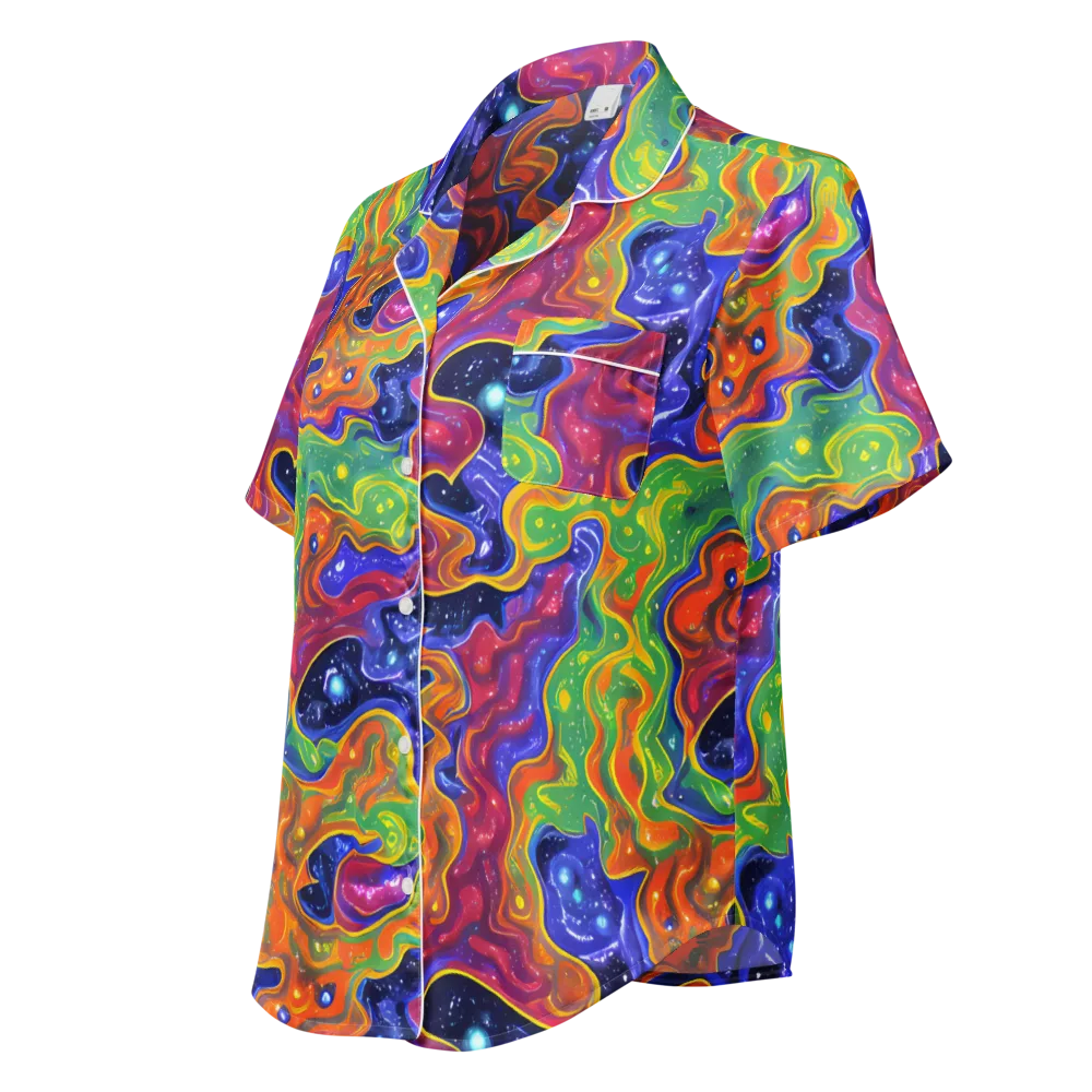 Prism Nebula on Women's Short Sleeve Pajama Top — Left Front