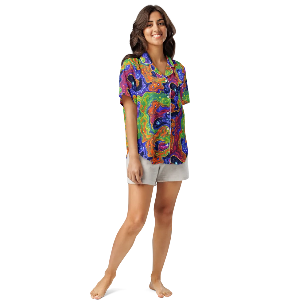 Prism Nebula on Women's Short Sleeve Pajama Top — Front