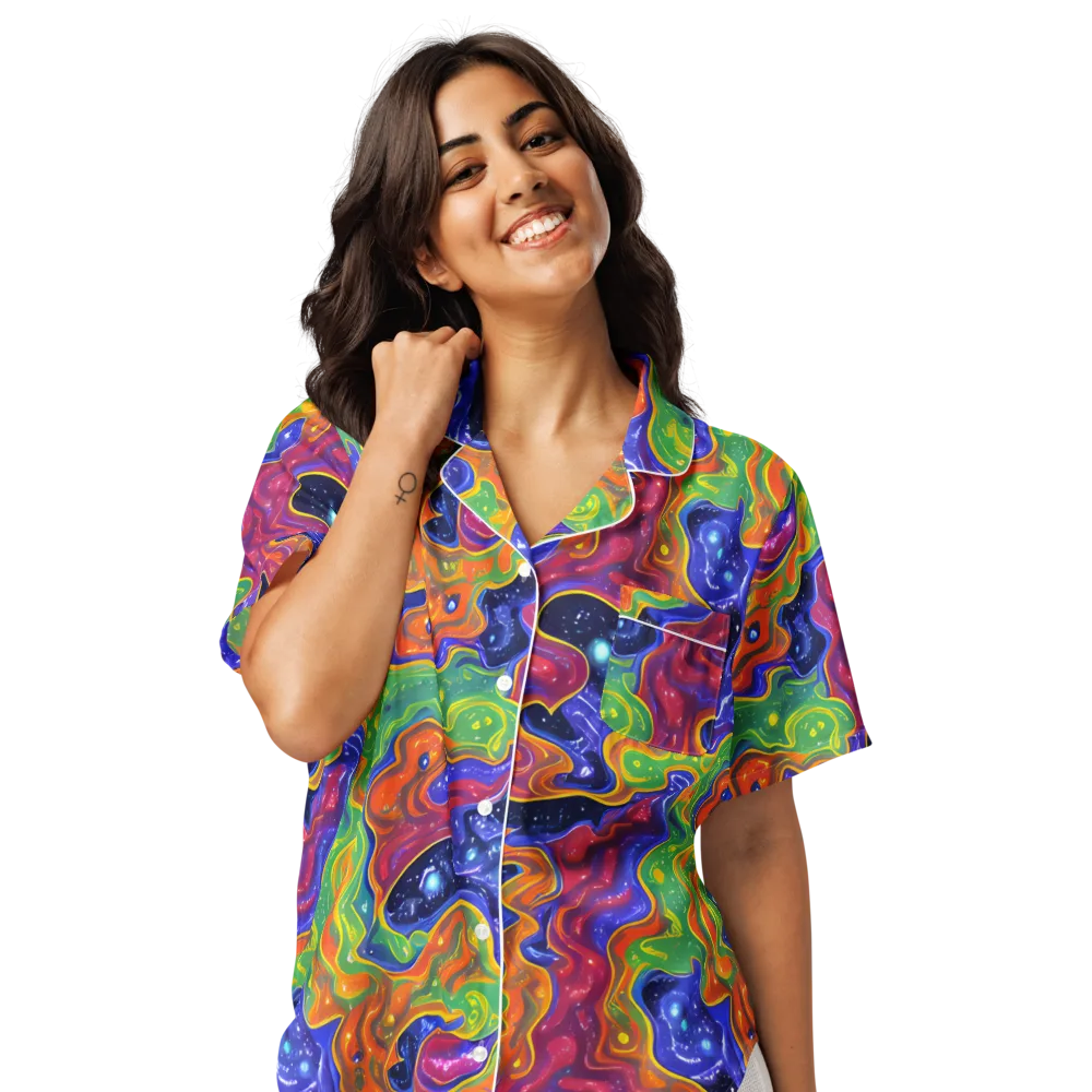 Prism Nebula on Women's Short Sleeve Pajama Top — Front