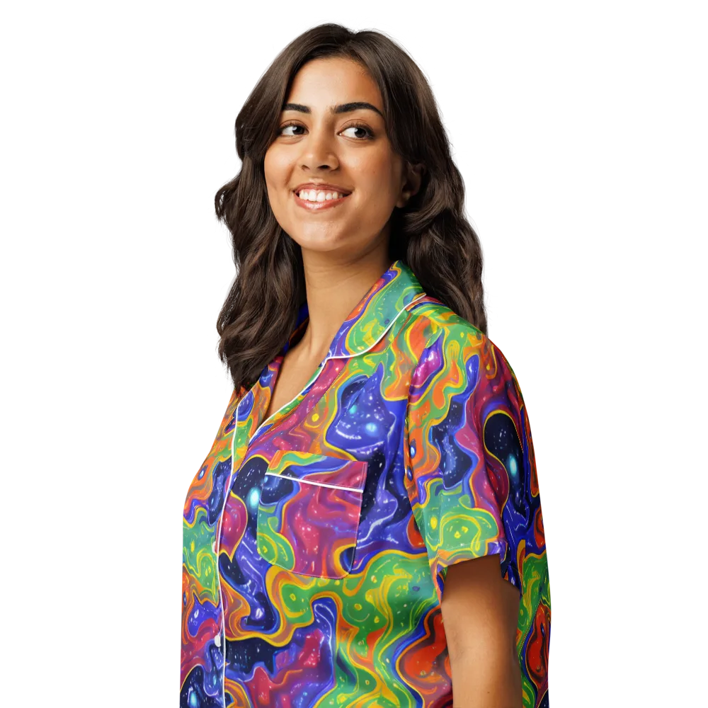 Prism Nebula on Women's Short Sleeve Pajama Top — Left Front
