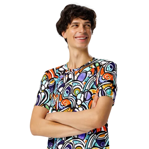Color Crash on a Men's Crew Neck T-Shirt
