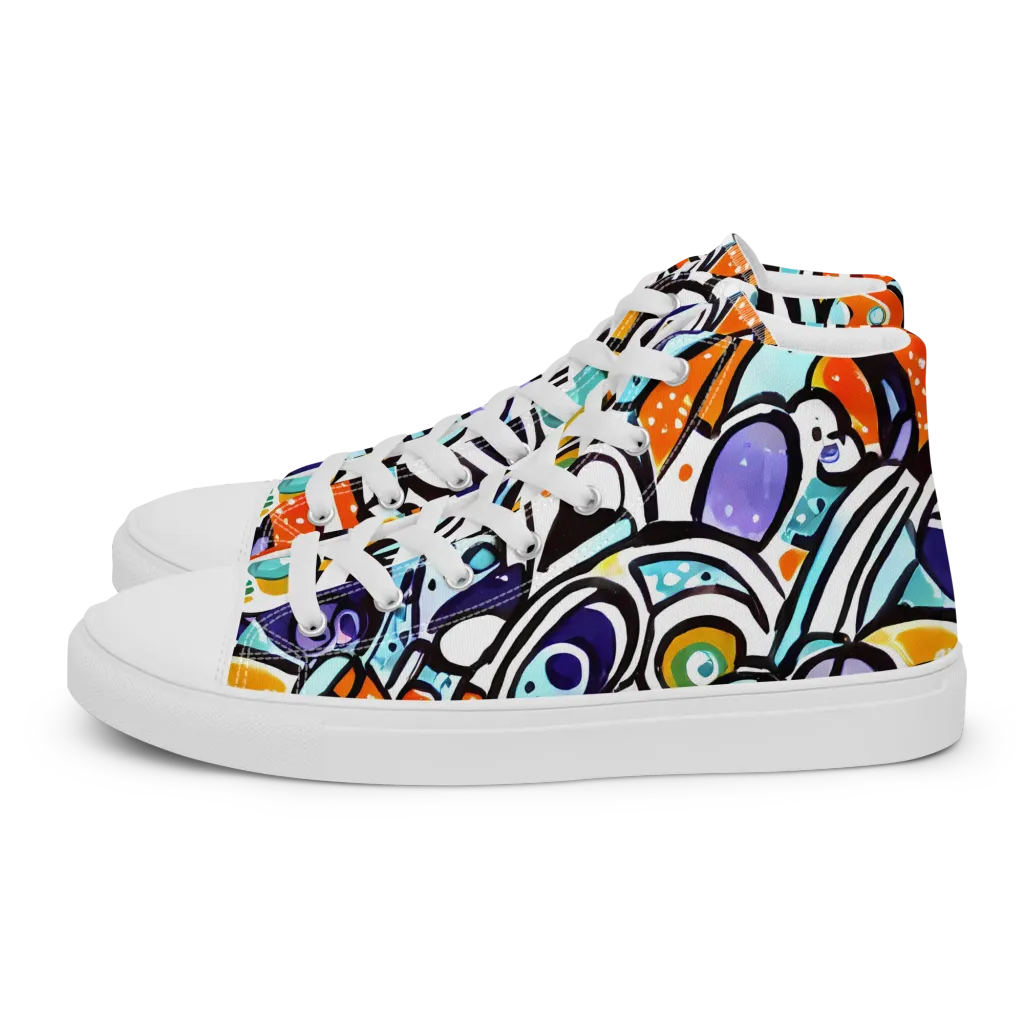 Color Crash on Men's High Top Canvas Shoes — Left