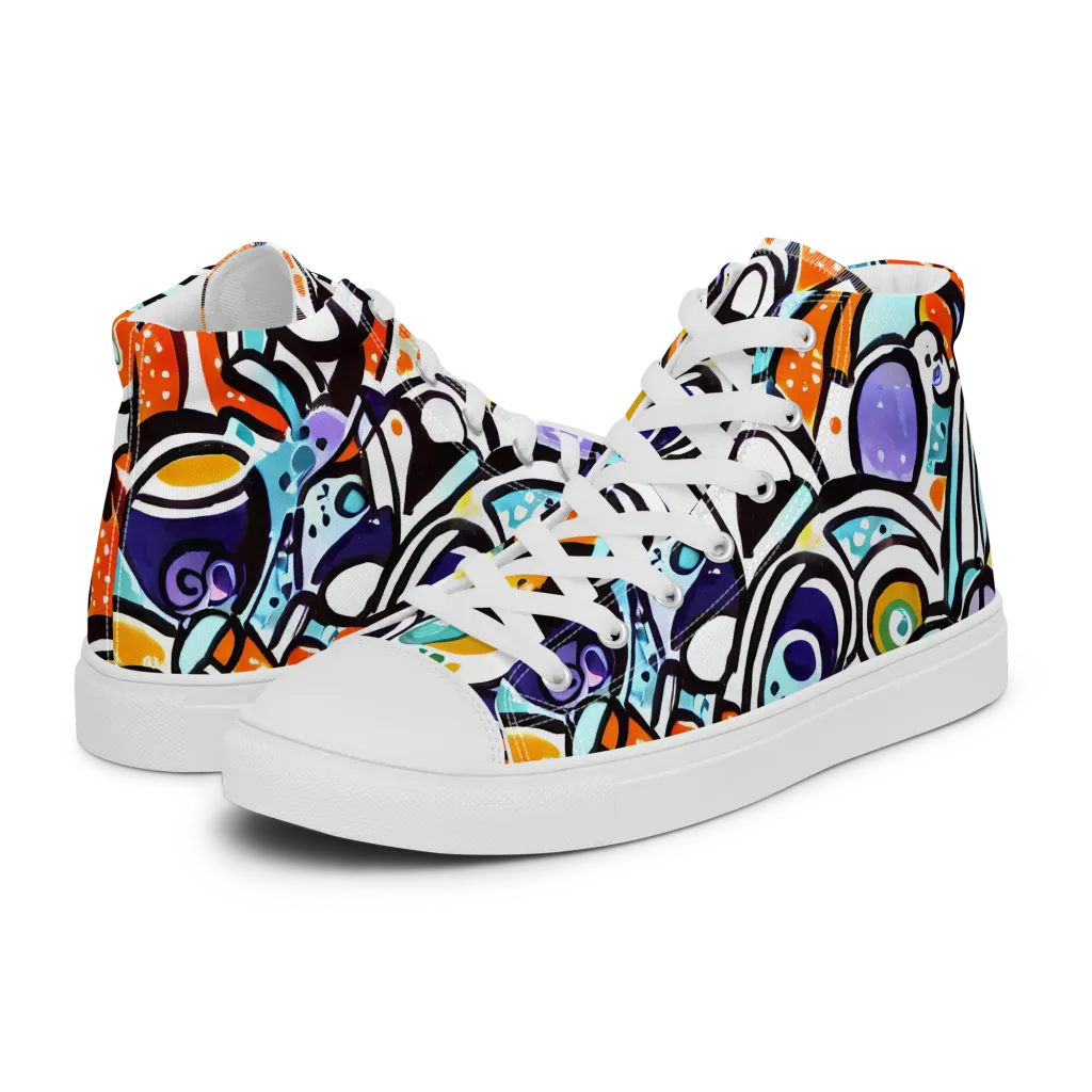 Color Crash on Men's High Top Canvas Shoes — Left