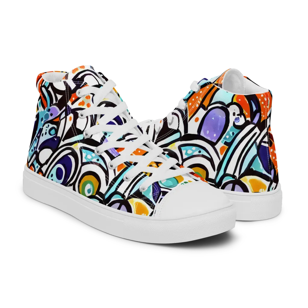 Color Crash on Men's High Top Canvas Shoes — Right