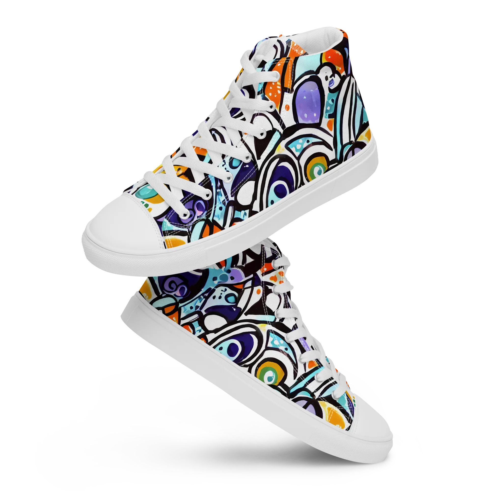 Color Crash on Men's High Top Canvas Shoes — Front