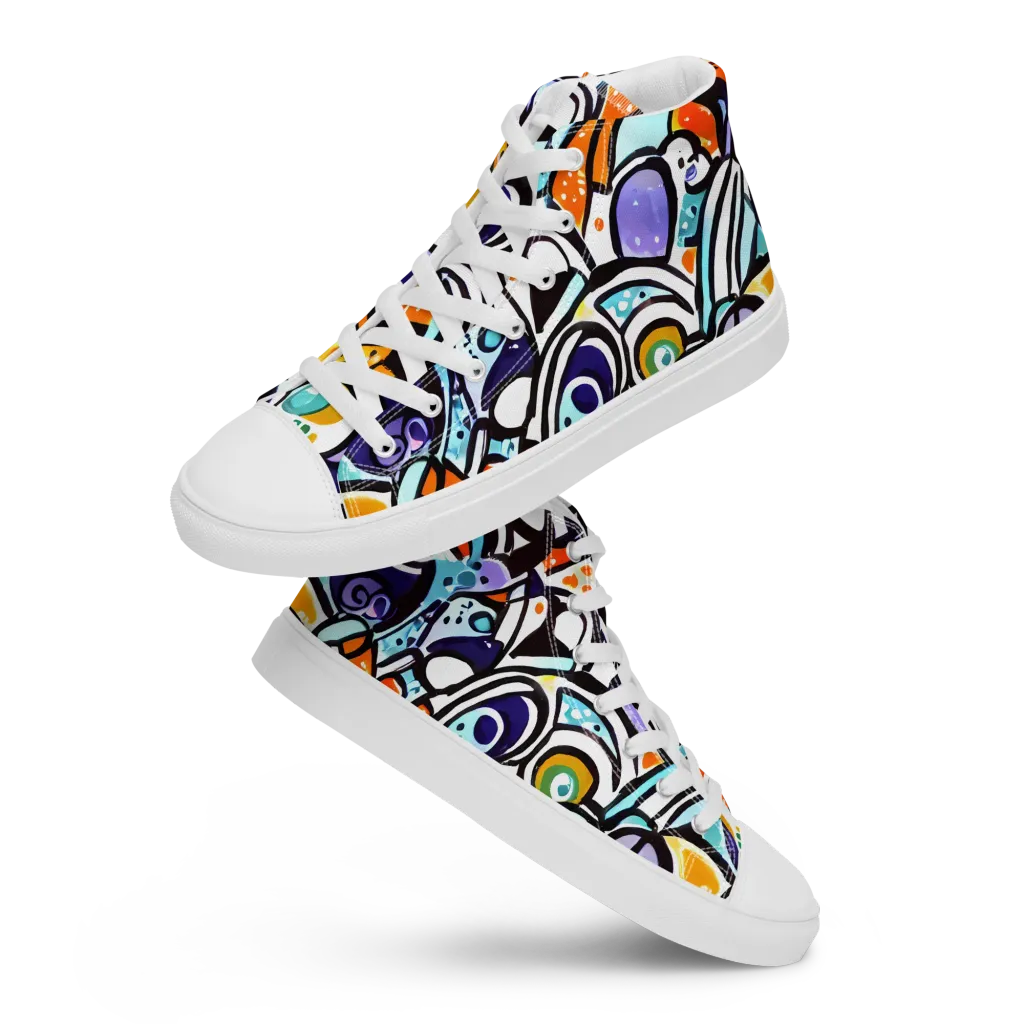 Color Crash on Men's High Top Canvas Shoes — Front