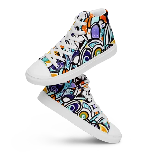 Color Crash on a Men's High Top Canvas Shoes