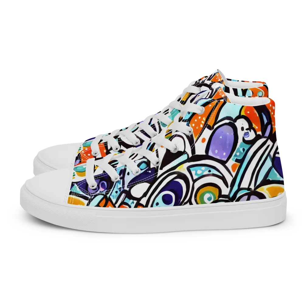 Color Crash on Women's High Top Canvas Shoes — Left