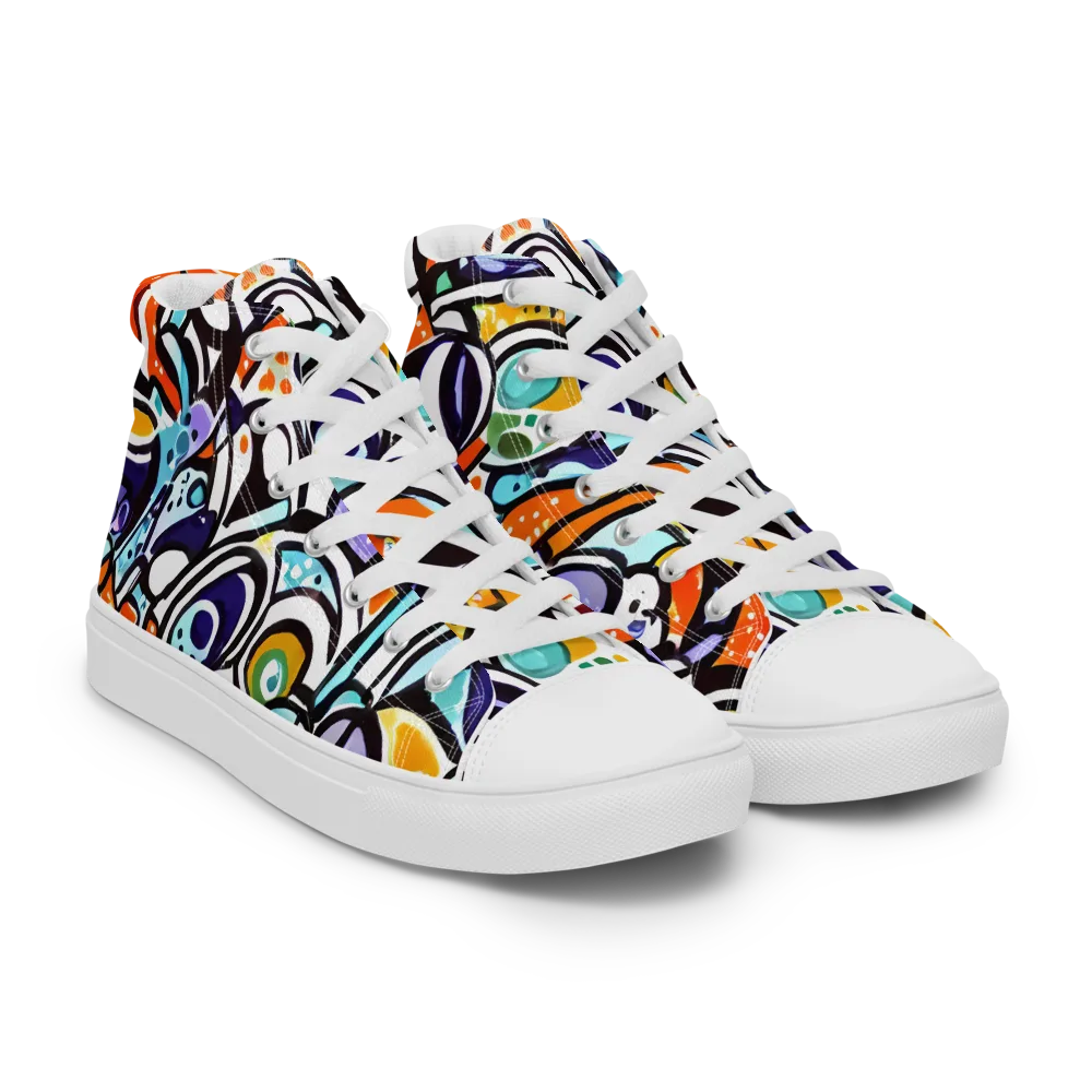 Color Crash on Women's High Top Canvas Shoes — Right Front