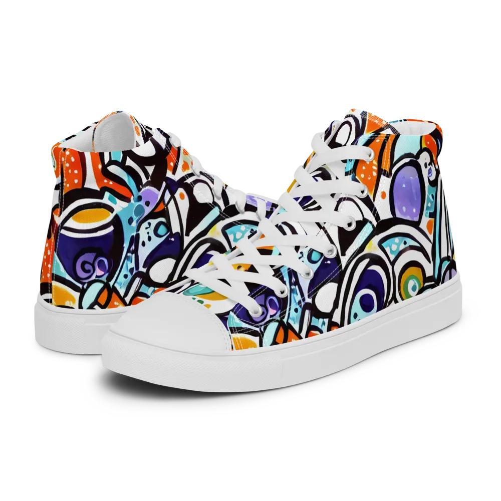 Color Crash on Women's High Top Canvas Shoes — Left