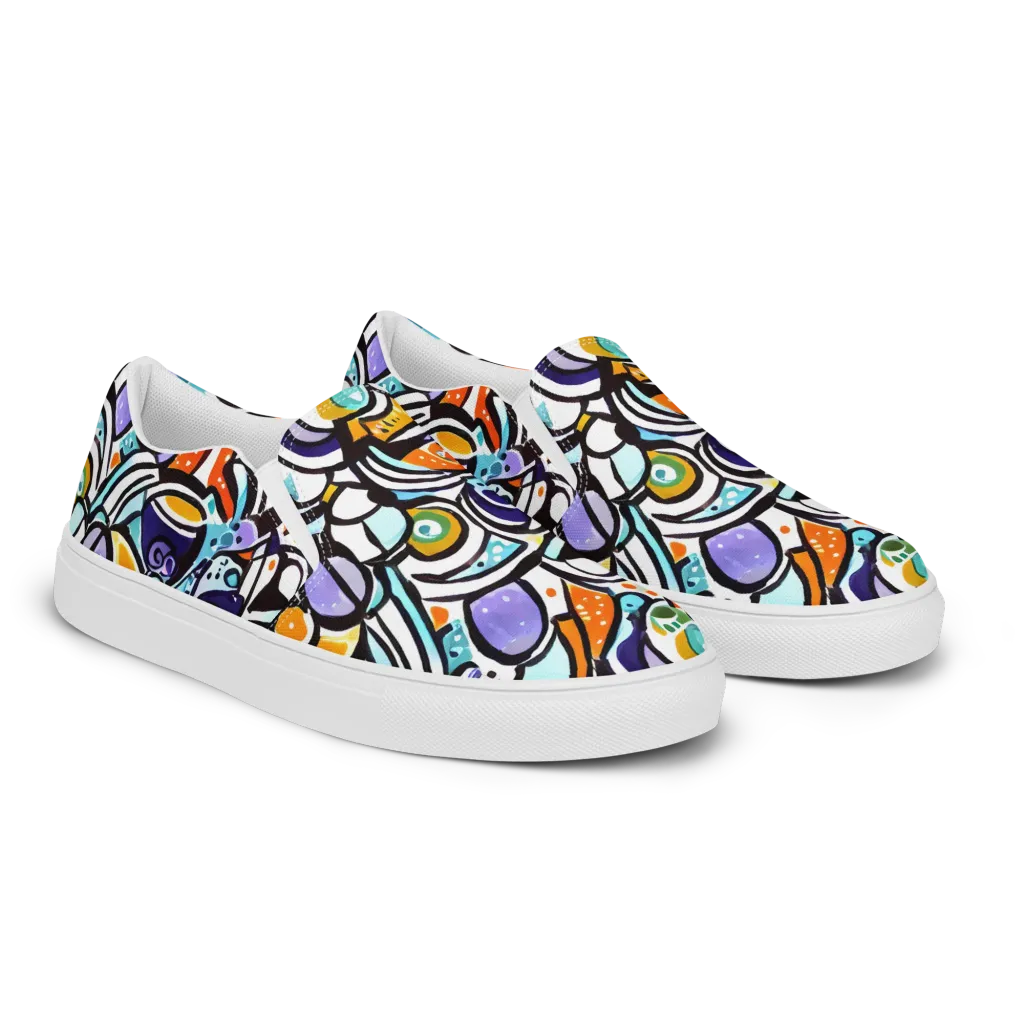 Color Crash on Men's Slip-On Canvas Shoes — Right Front