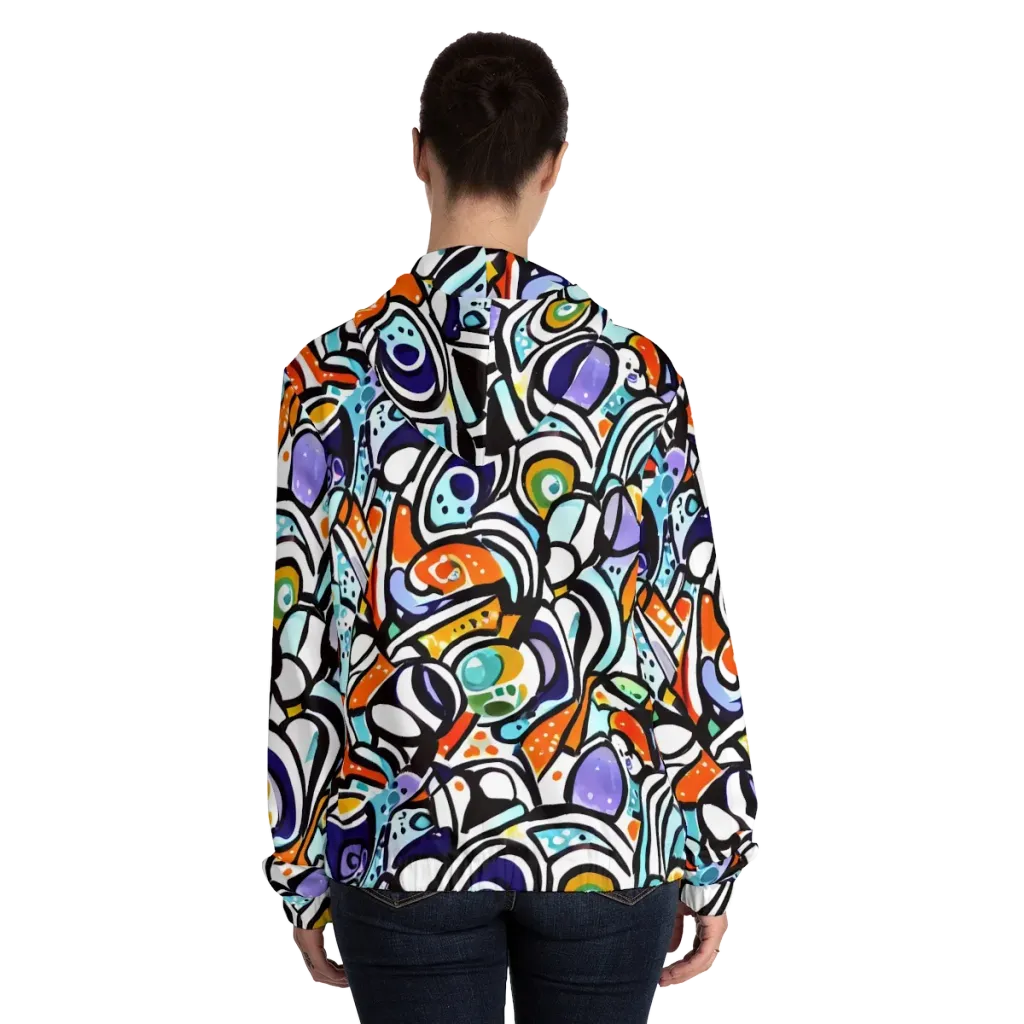 Color Crash on Women's Full-Zip Hoodie — Back On Person