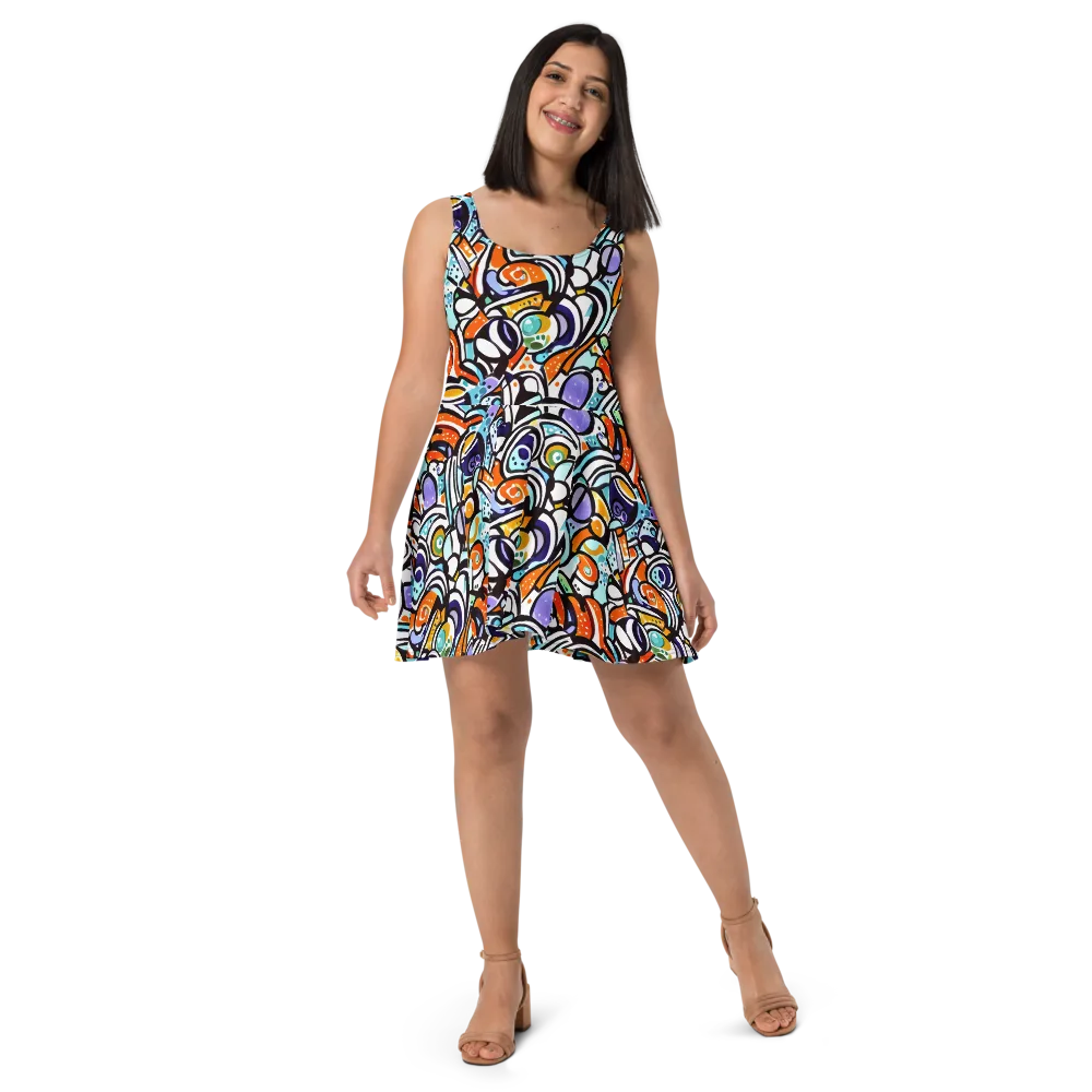 Color Crash on Skater Dress — Front