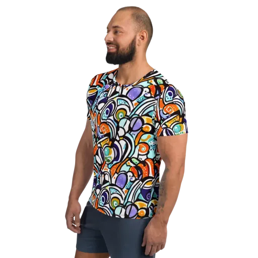 Color Crash on a Men's Athletic T-Shirt