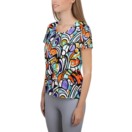 Color Crash on a Women's Athletic T-Shirt