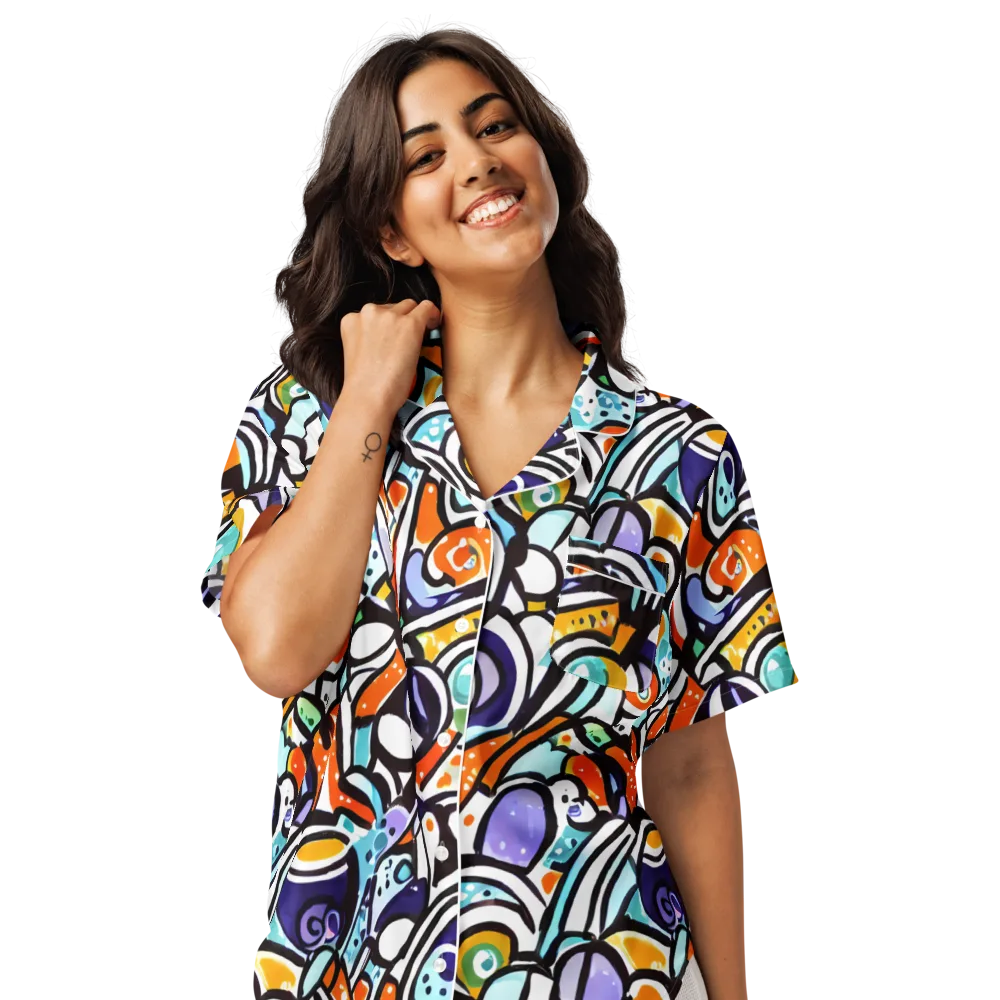 Color Crash on Women's Short Sleeve Pajama Top — Front