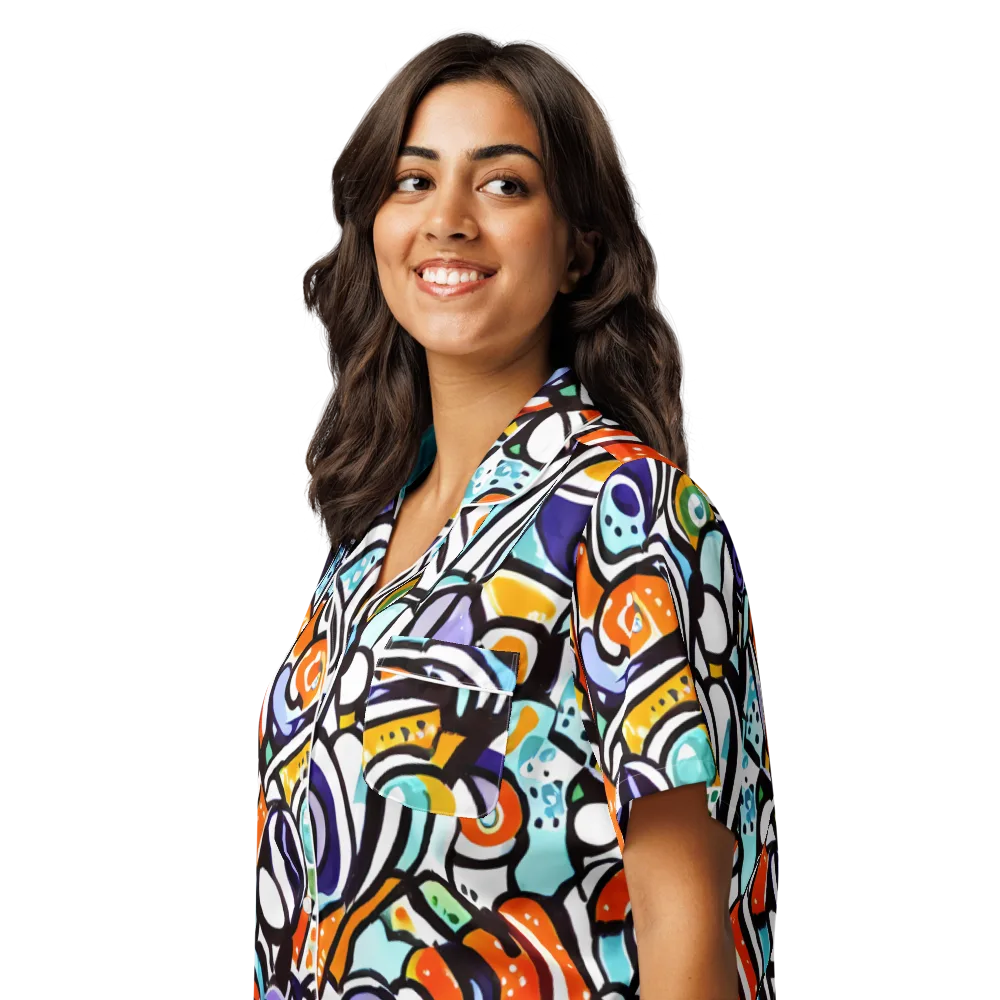 Color Crash on Women's Short Sleeve Pajama Top — Left Front