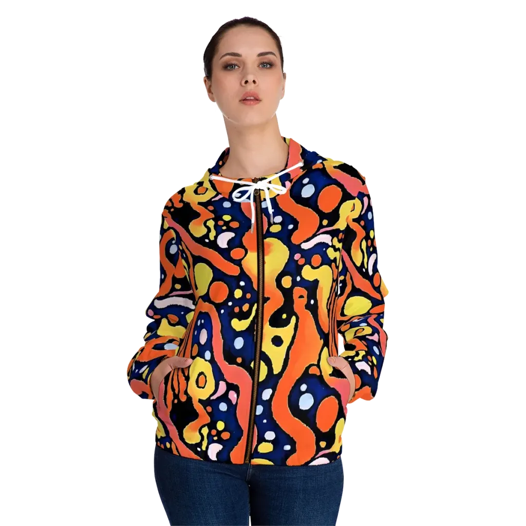 Molten Playground on Women's Full-Zip Hoodie — Front On Person
