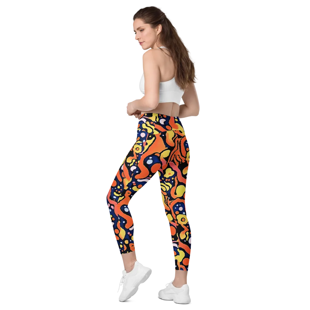 Molten Playground on Leggings with Pockets — Left Back