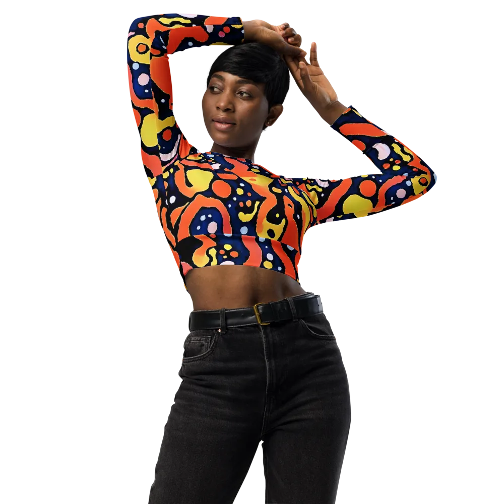 Molten Playground on Long Sleeve Crop Top — Front