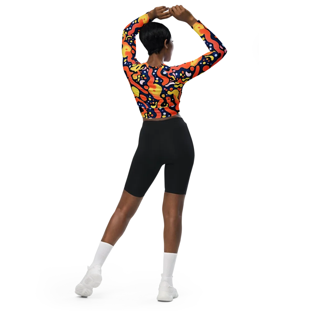 Molten Playground on Long Sleeve Crop Top — Back