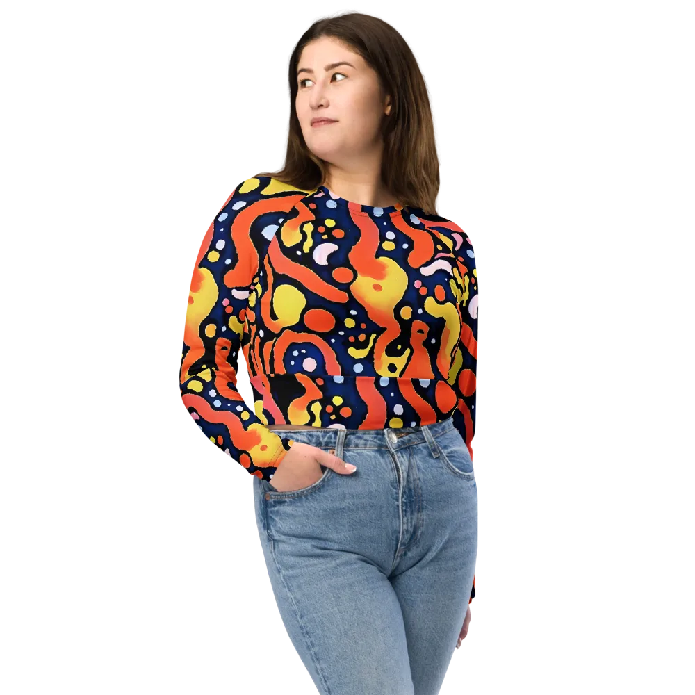 Molten Playground on Long Sleeve Crop Top — Front