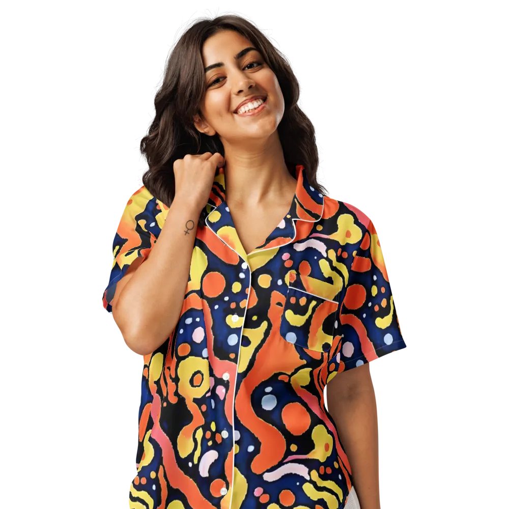 Molten Playground on Women's Short Sleeve Pajama Top — Front