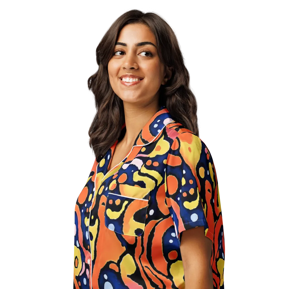Molten Playground on Women's Short Sleeve Pajama Top — Left Front