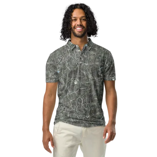 Obsidian Menagerie on a Men's Slim Fit Polo Shirt
