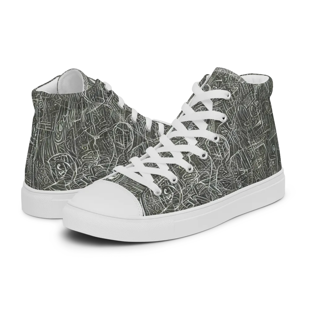 Obsidian Menagerie on Men's High Top Canvas Shoes — Left