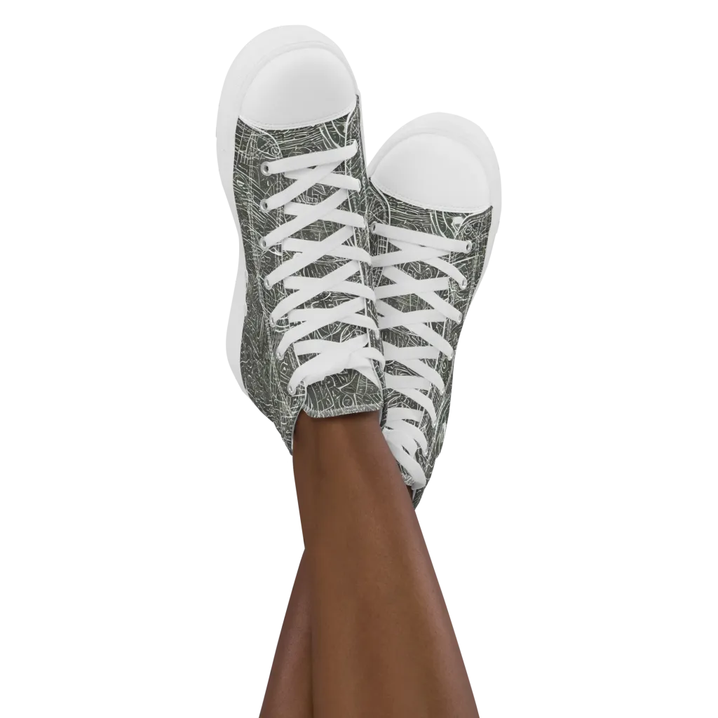 Obsidian Menagerie on Women's High Top Canvas Shoes — Front