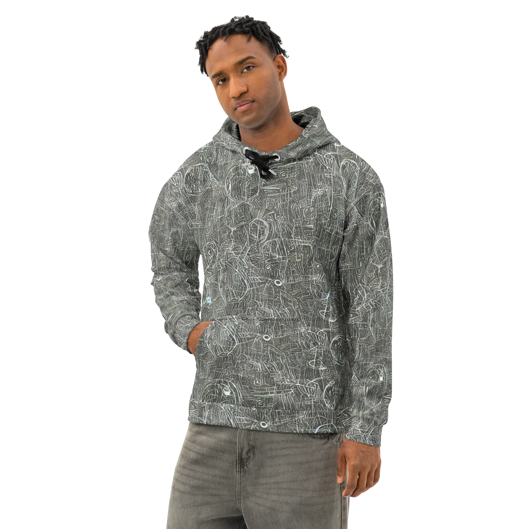 Obsidian Menagerie on Cotton Hoodie — Left Front