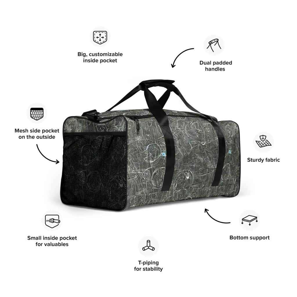 Obsidian Menagerie on Duffle Bag — Right Front