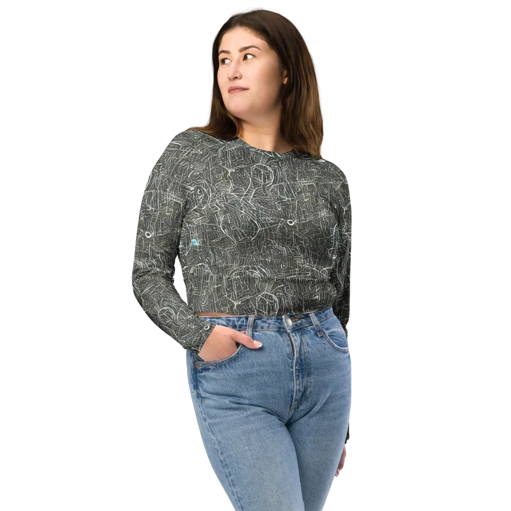 Obsidian Menagerie on Long Sleeve Crop Top — Front