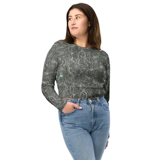 Obsidian Menagerie on a Long Sleeve Crop Top