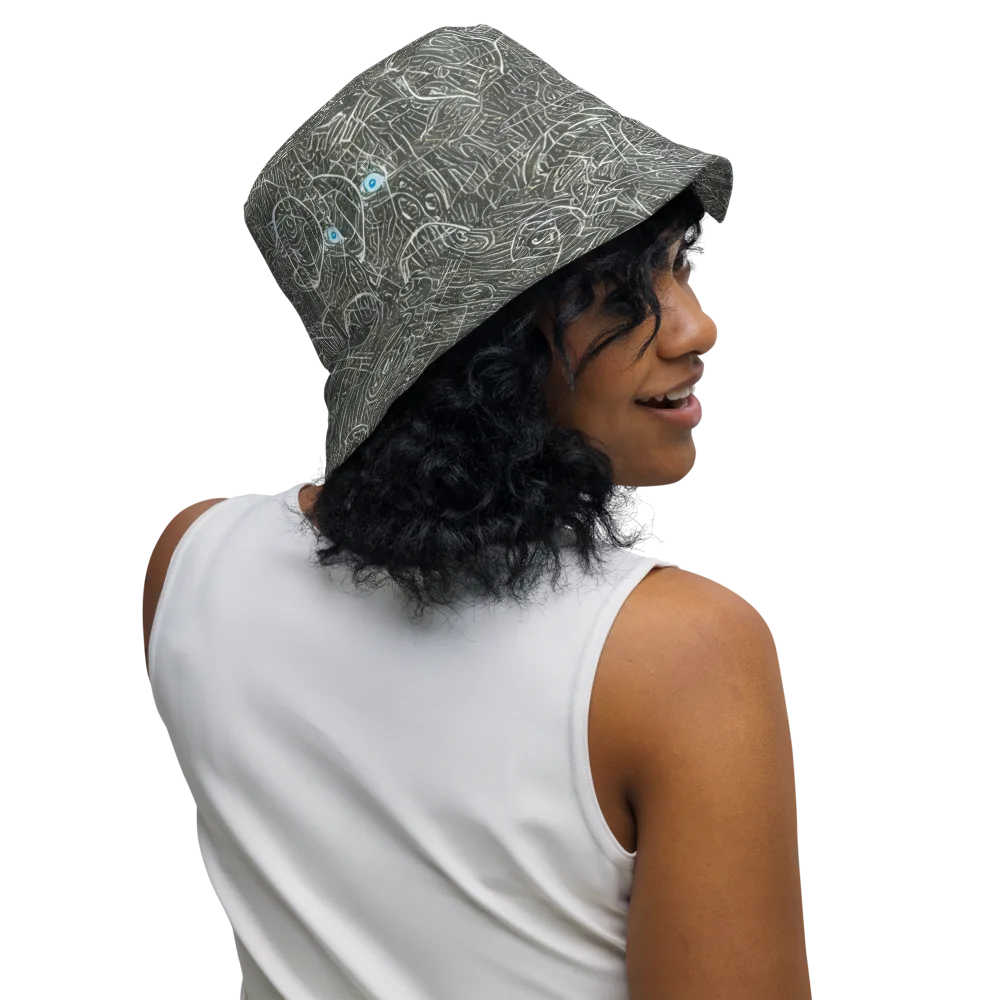 Obsidian Menagerie on Reversible Bucket Hat — Right Outside