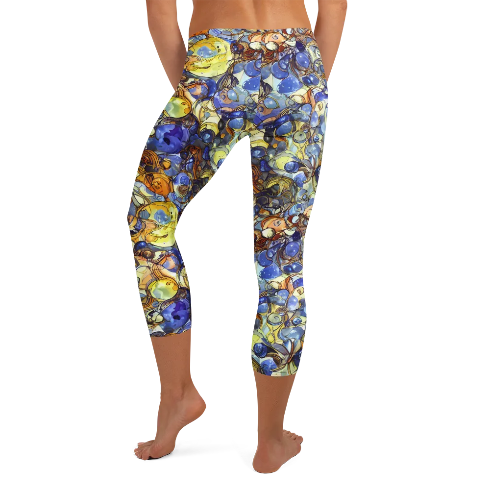 Electric Aquarium on Capri Leggings — Back
