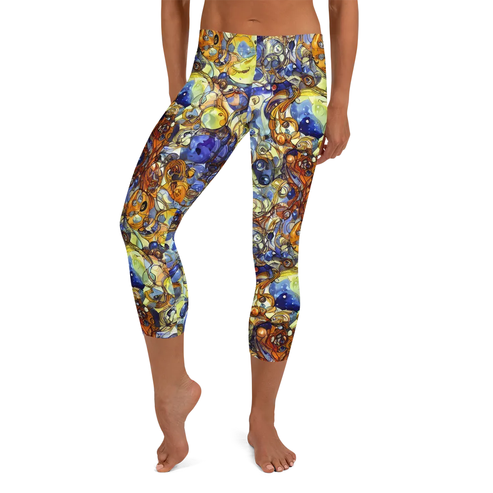 Electric Aquarium on Capri Leggings — Front
